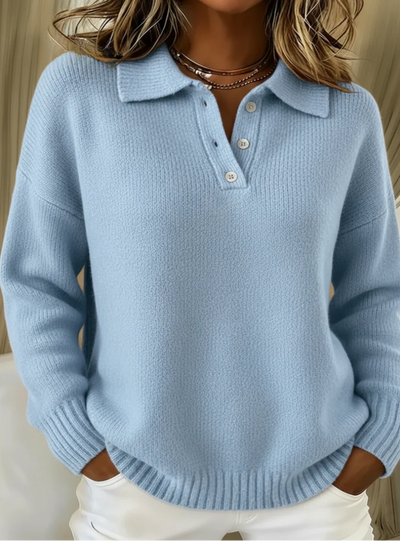 Victoria | Weicher Strick-Polopullover mit Knopfdetail